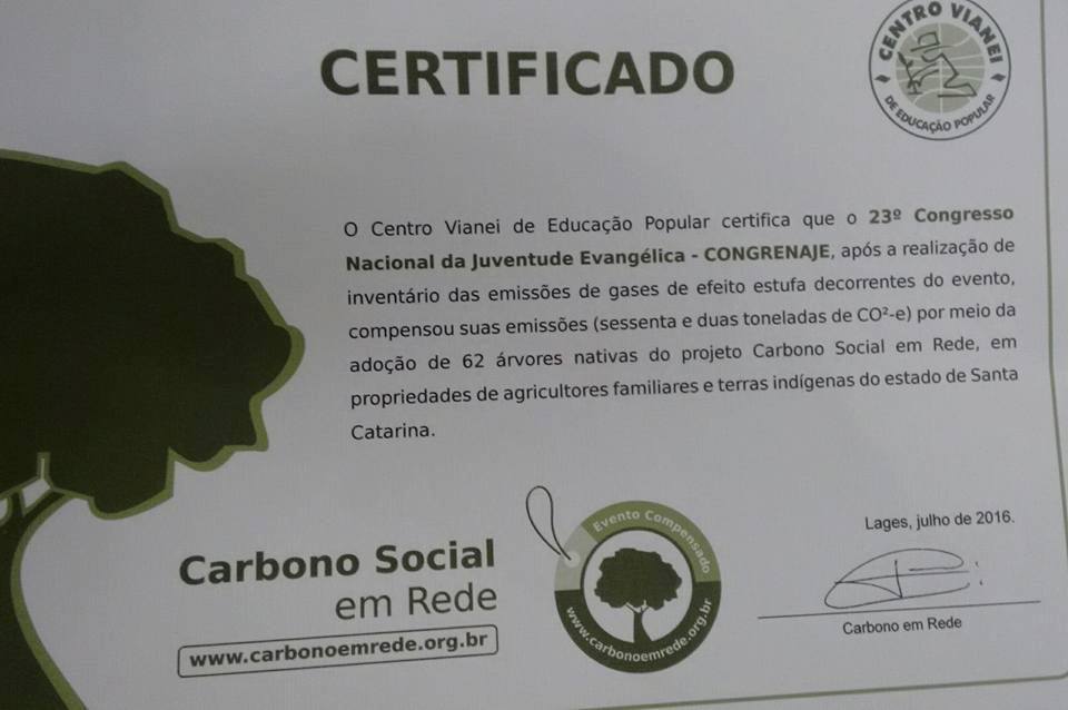 certificado compensação de carbono